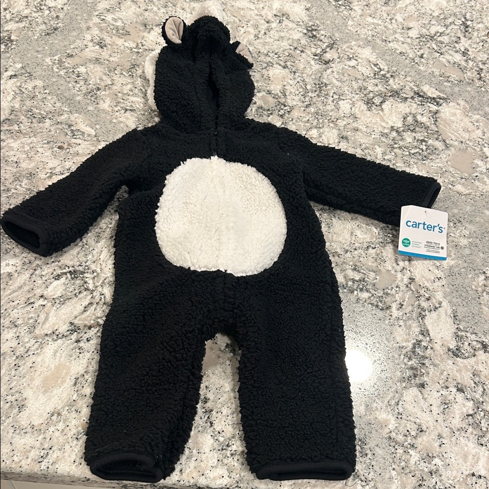 Carter's Skunk Costume Cozy Black and White Fleece  outfit